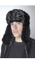 Nerzpelz Mütze in russischem Stil - Mütze aus Reste oder Stücke von Nerzpelz- Schwarz